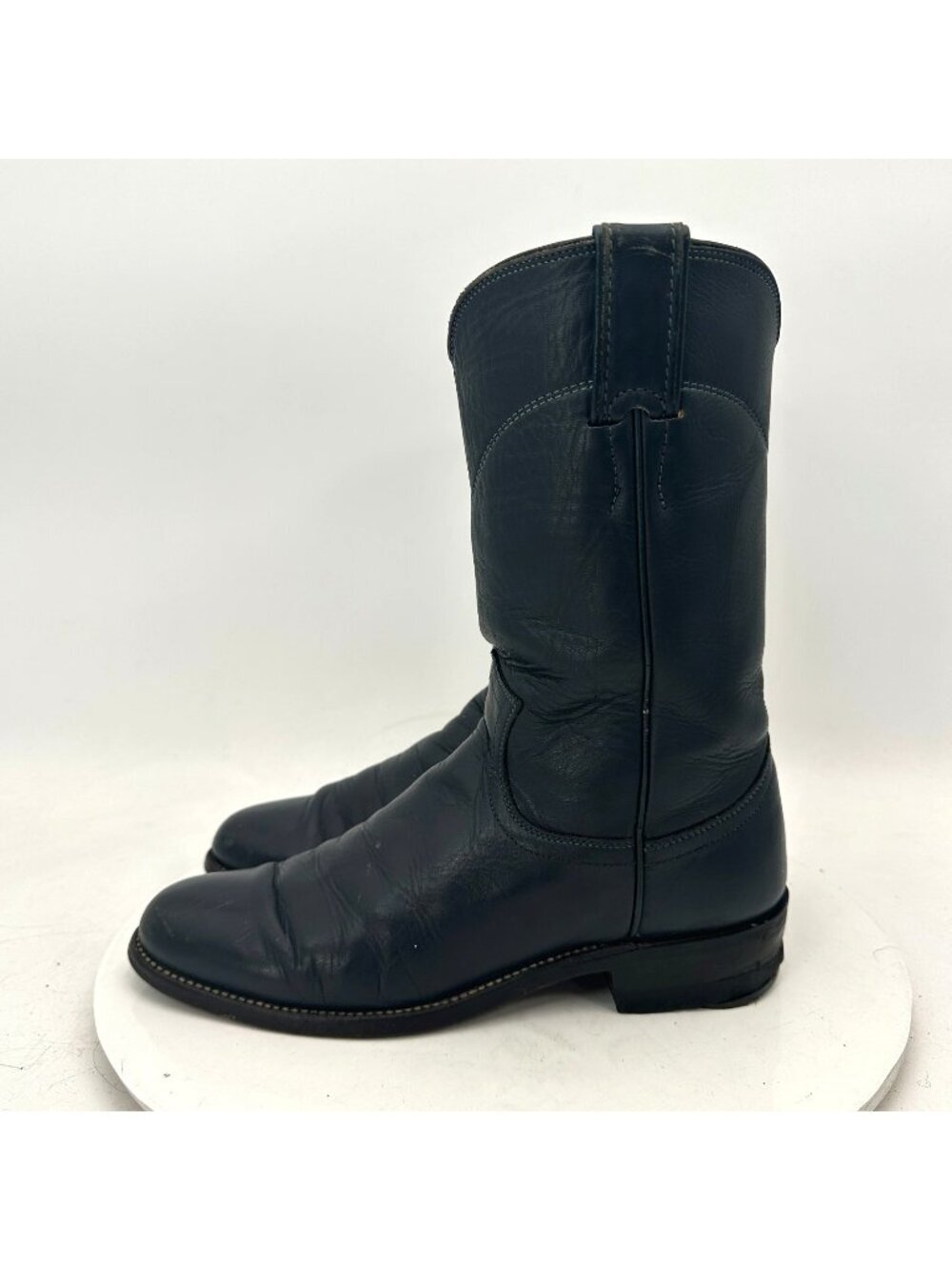 Justin L 3057 Women Size 6A Black Leather Roper Pull On Cowgirl Western Boot